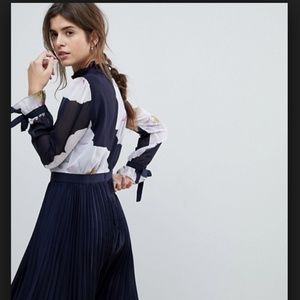 Ted Baker Women's Blue Gardenia Frill Detail Pleat